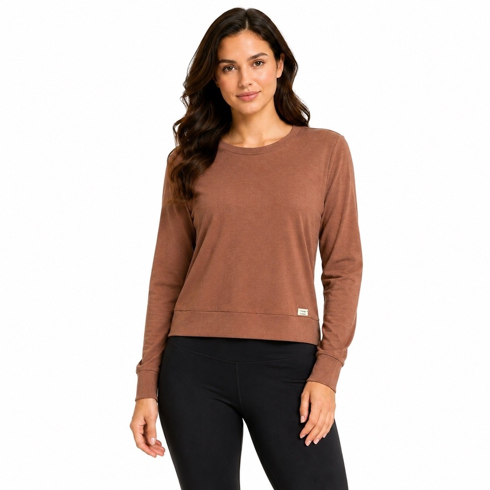 Vuori Womens Long Sleeve Crew Neck Activewear Top Terracotta Clay Large